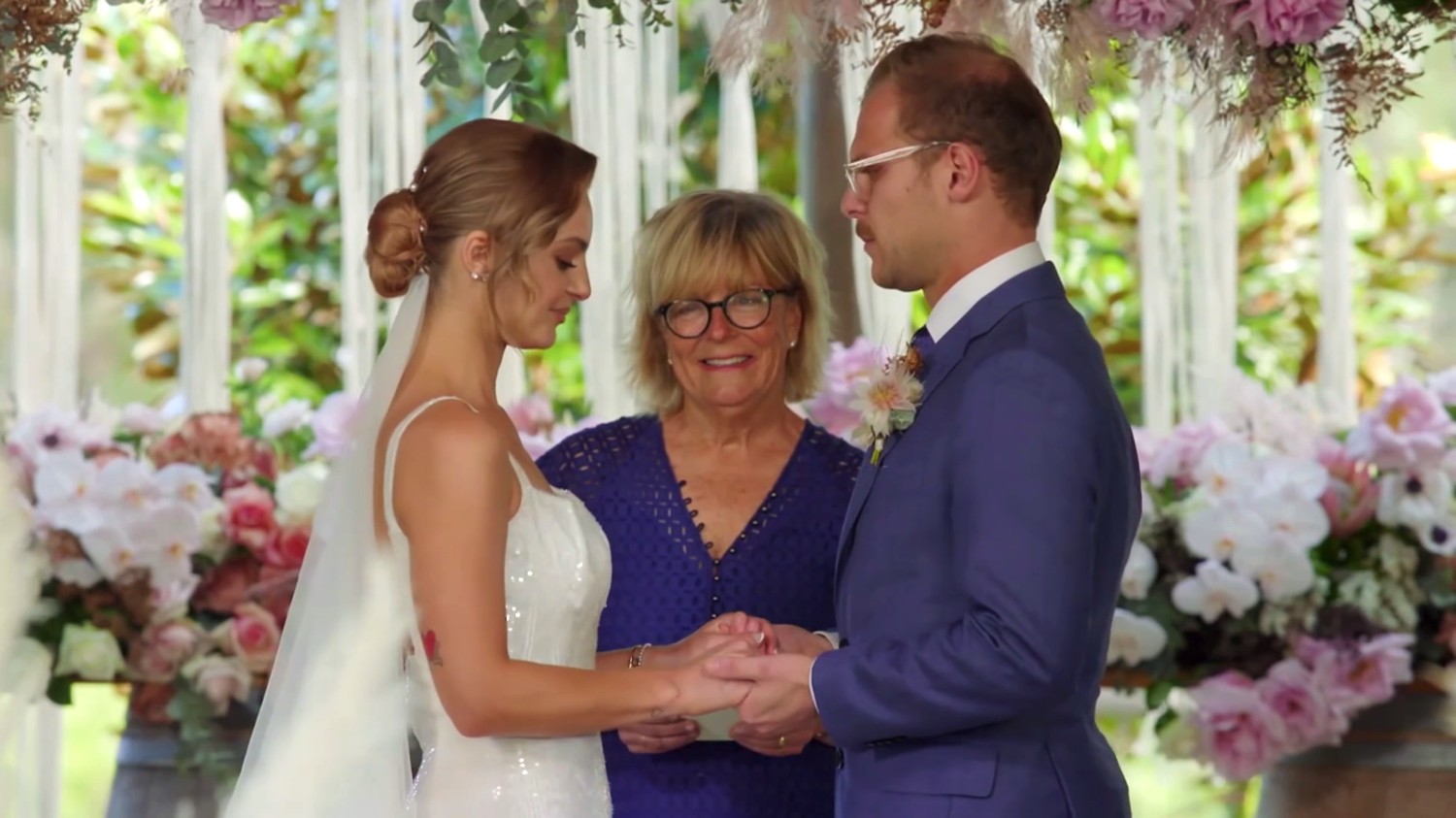 Dom and Jack smiling on Married At First Sight Australia