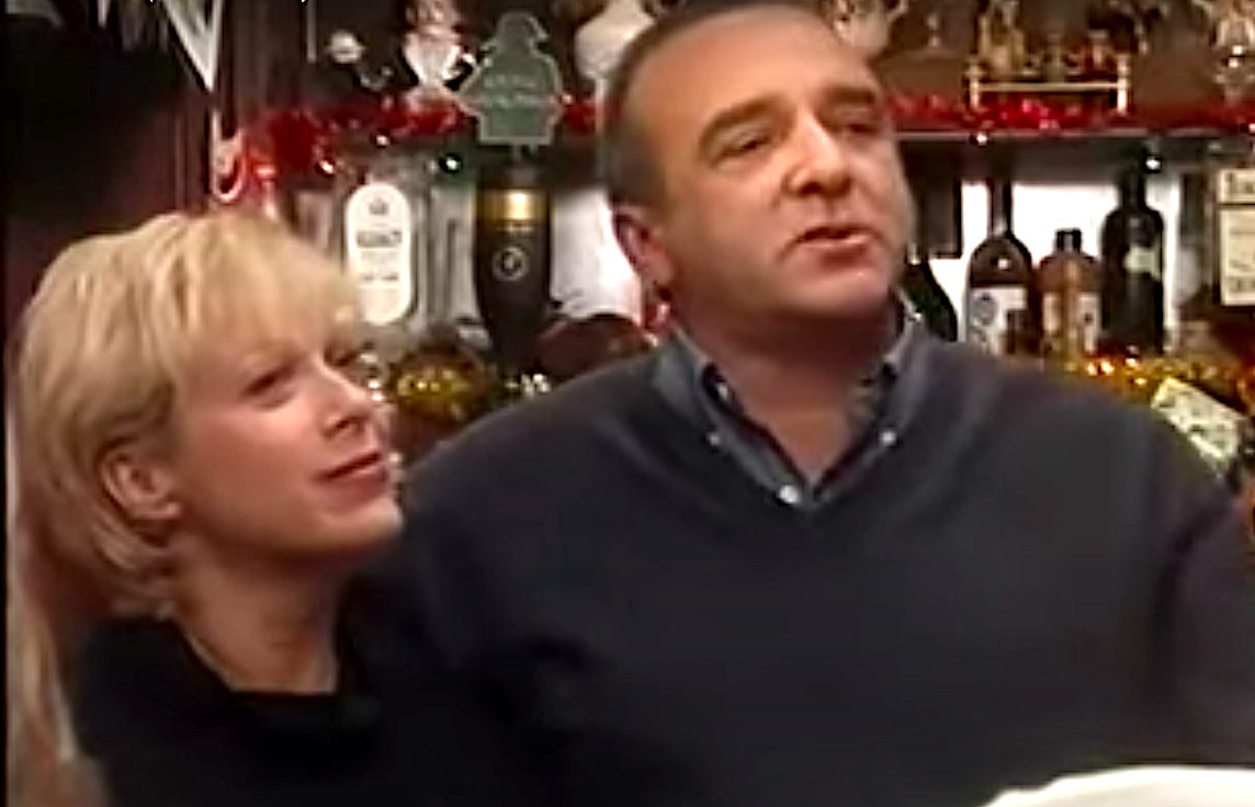Natalie and Duggie behind the bar of the Rovers in Coronation Street