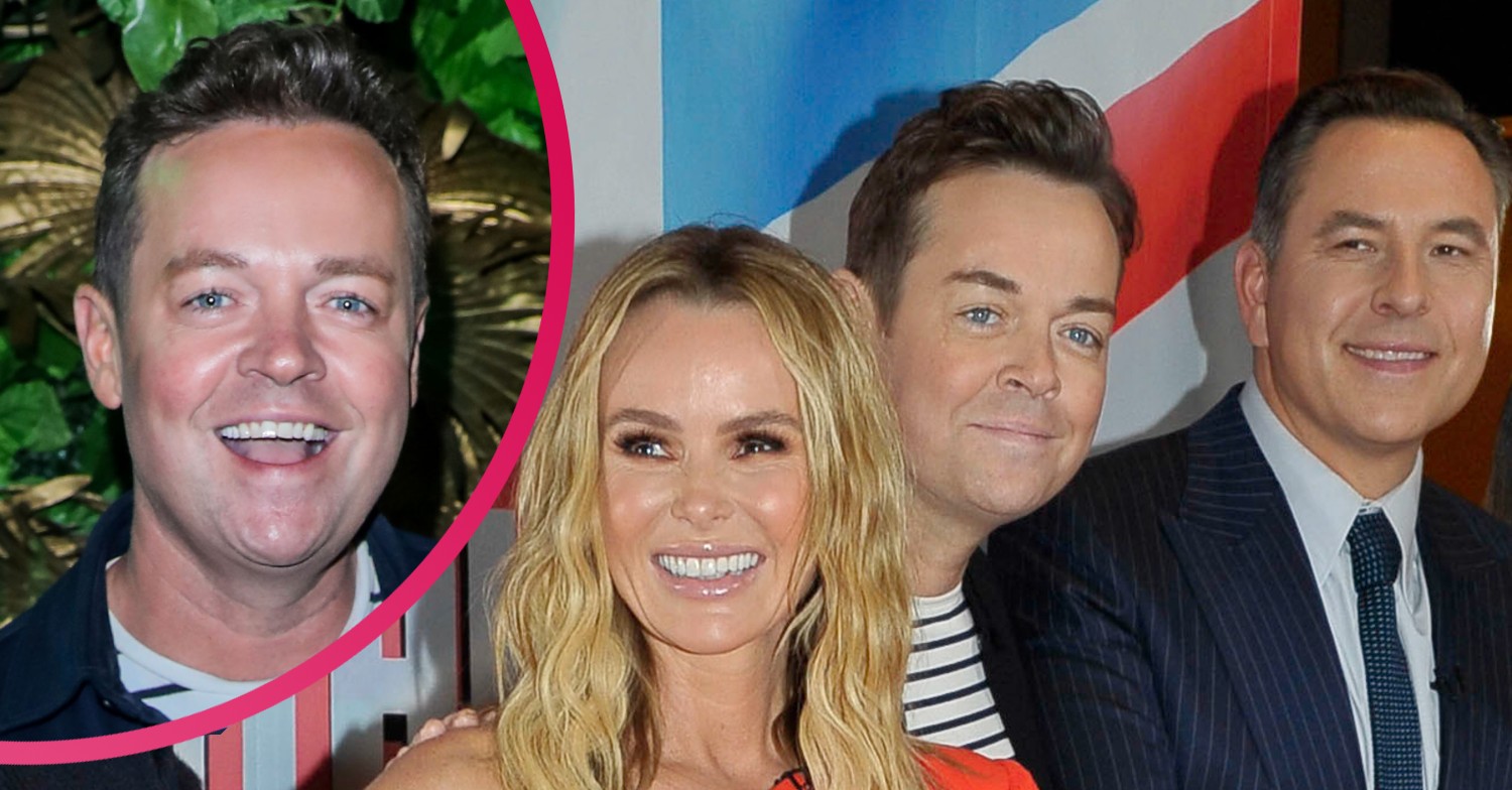 Stephen Mulhern smiling with BGT stars Amanda Holden and David Walliams