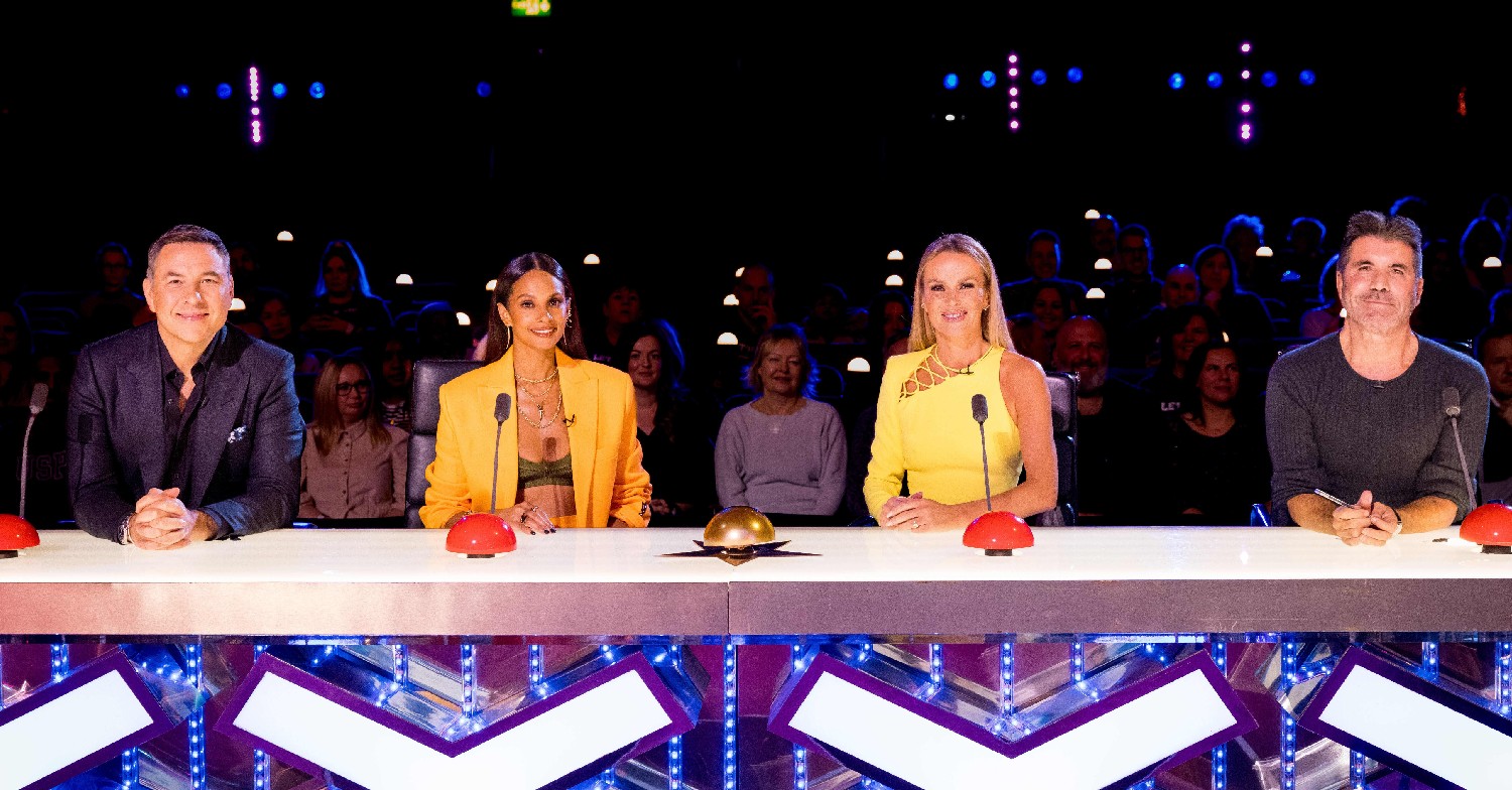 BGT judges David Walliams, Alesha Dixon, Amanda Holden and Simon Cowell looking at camera