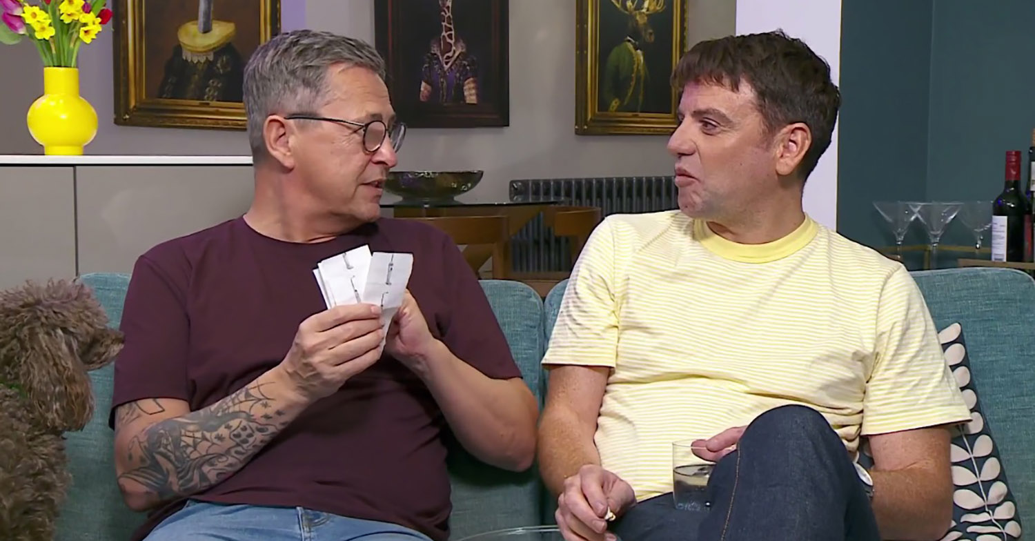 Stephen Webb and husband Daniel chatting on Gogglebox