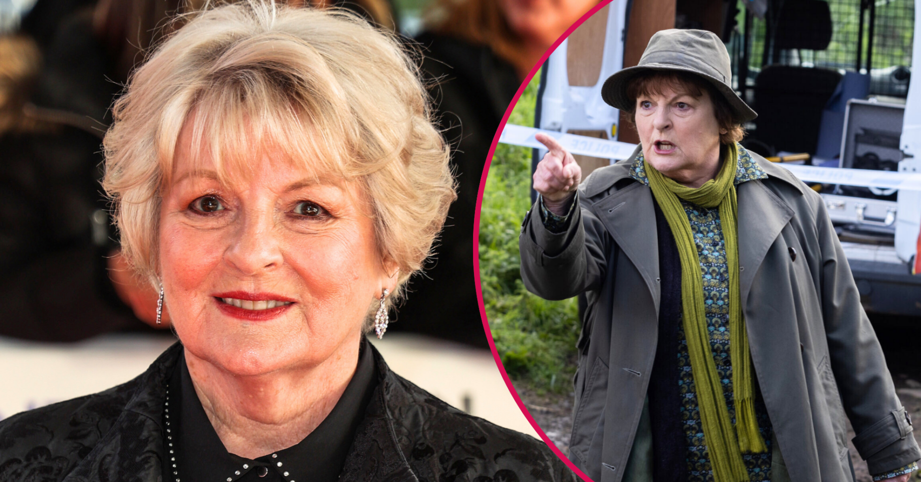 Brenda Blethyn smiling and as Vera