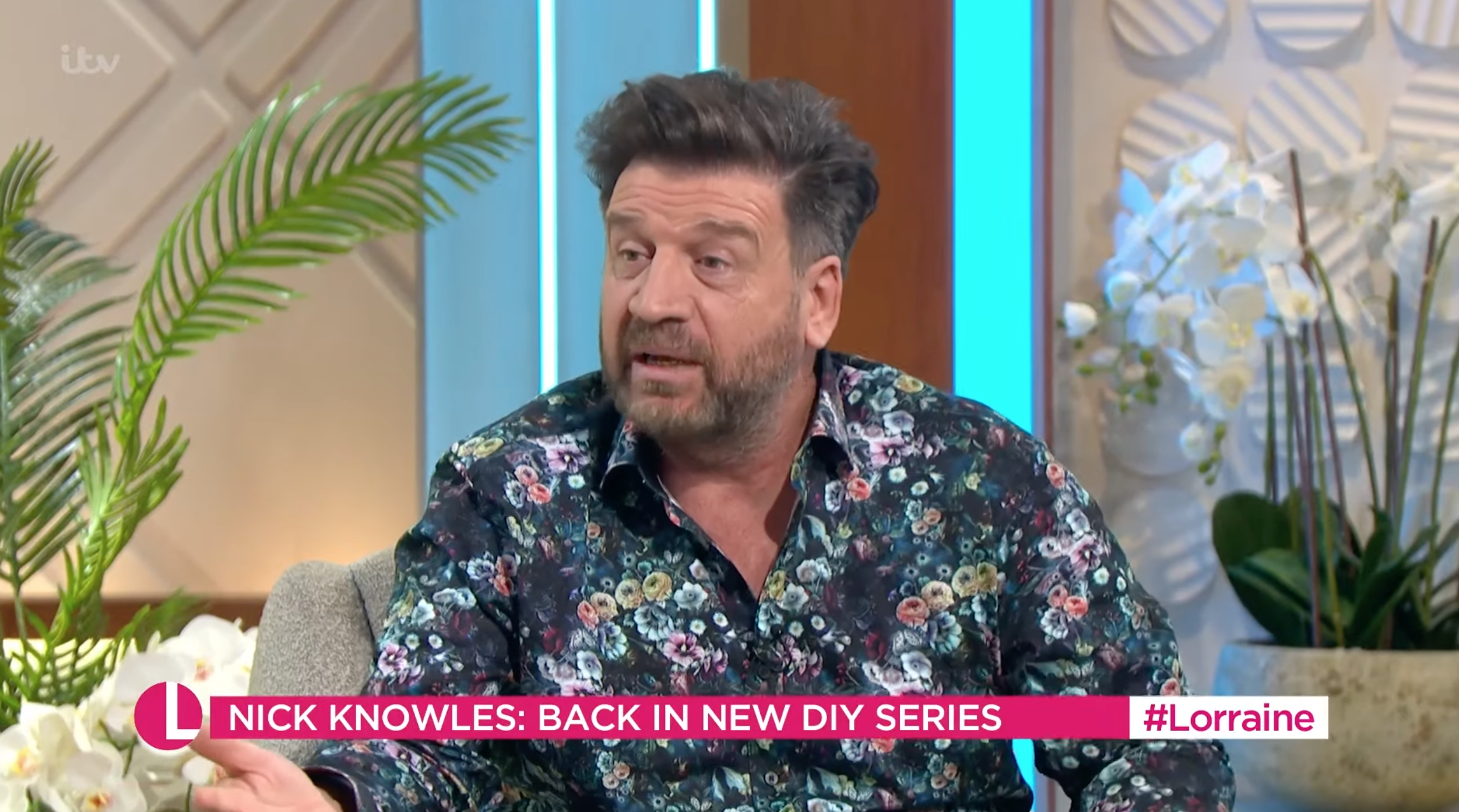Nick Knowles wearing a floral shirt on Lorraine