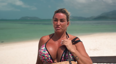 Katie Price wearing a bikini on the beach