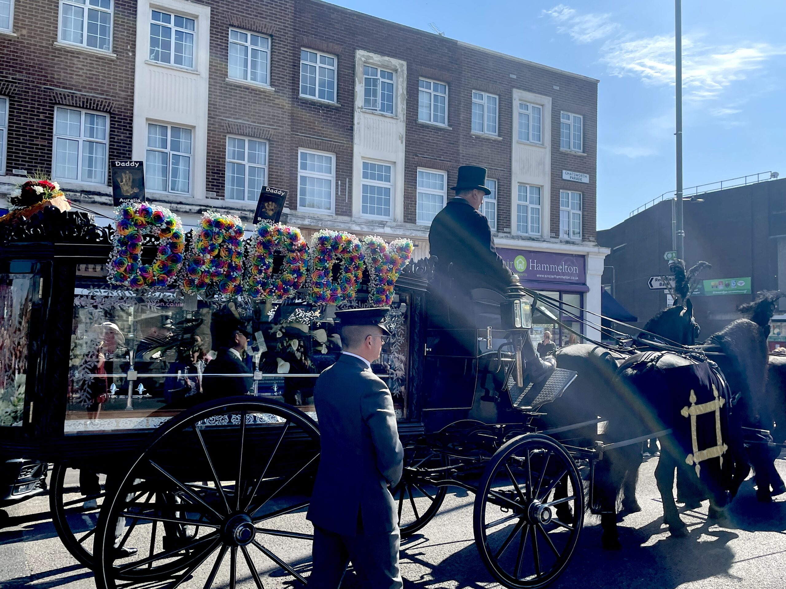 Tom Parker's coffin on the way to the funeral