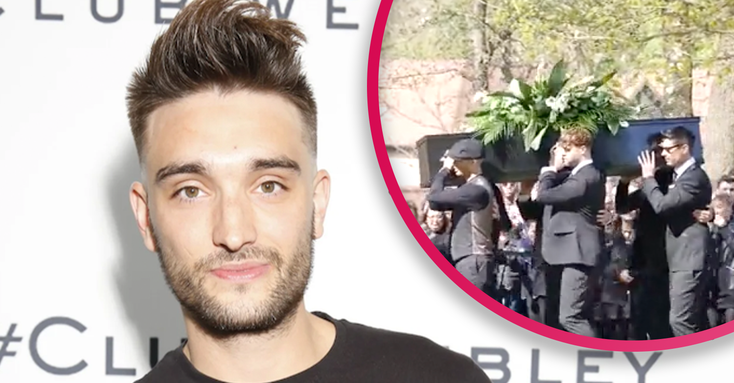 Tom Parker's coffin being carried into his funeral