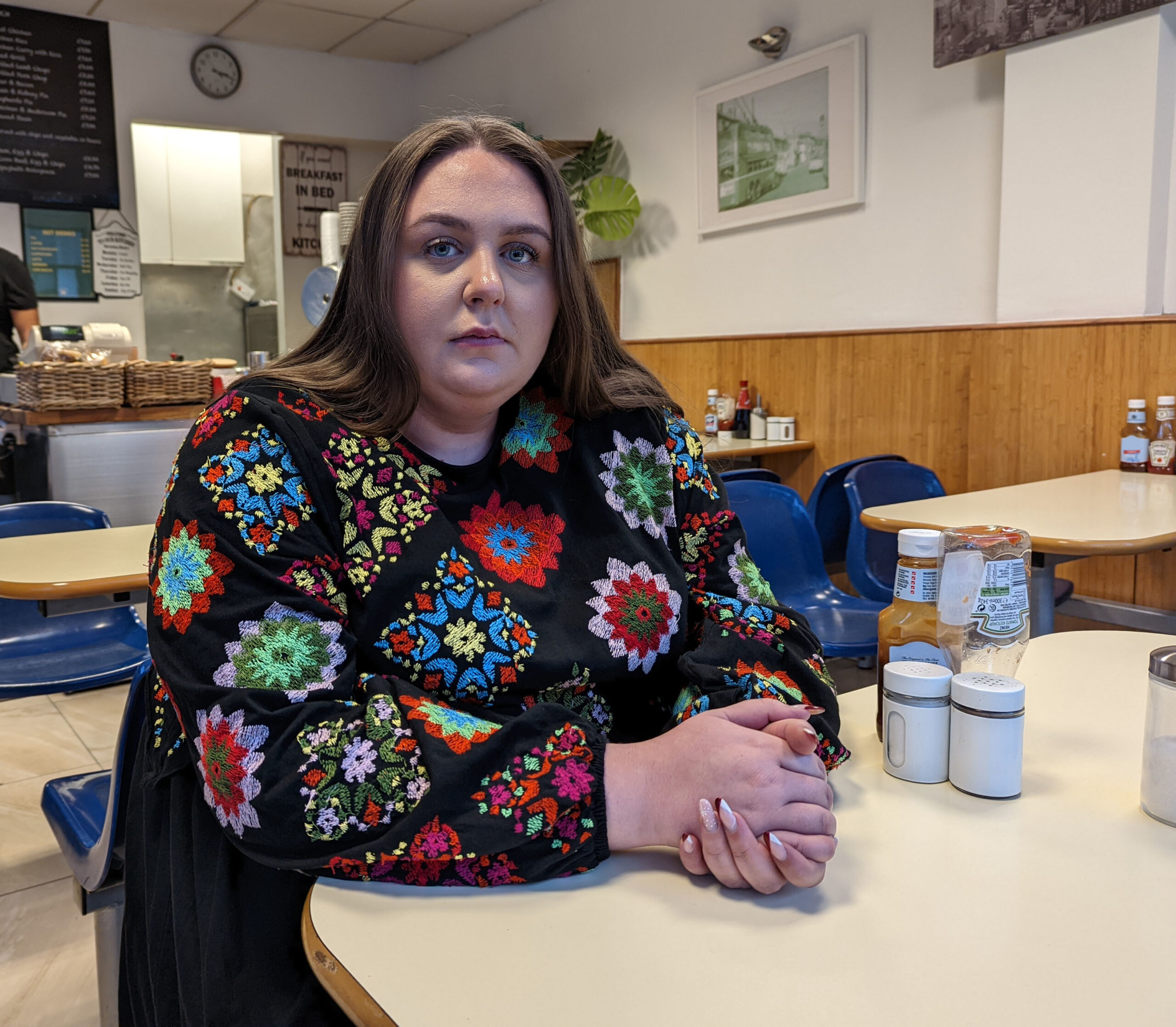 Clair Norris with bottles of diet pill on Panorama