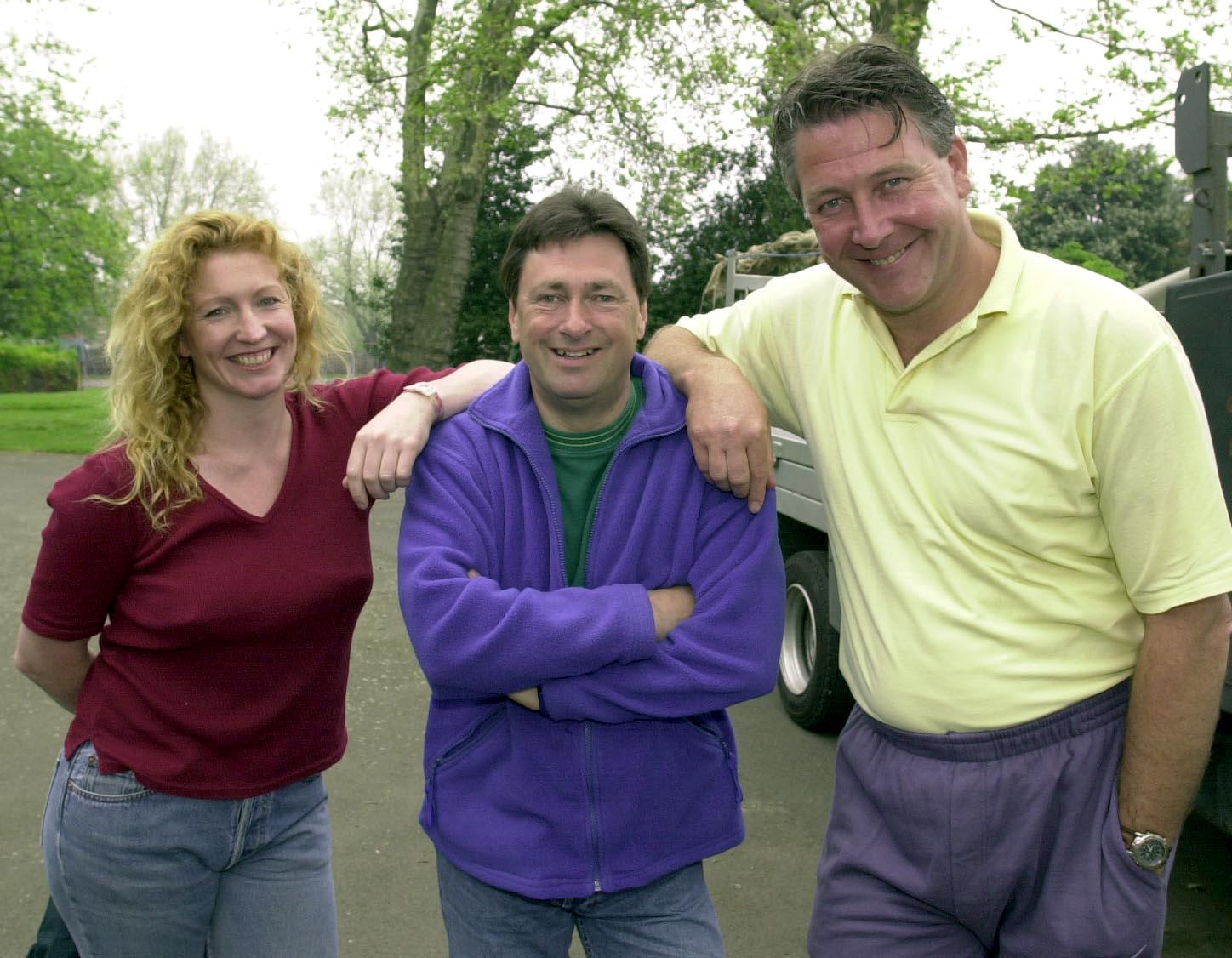 Charlie Dimmock with Alan and Tommy on Ground Force posing together