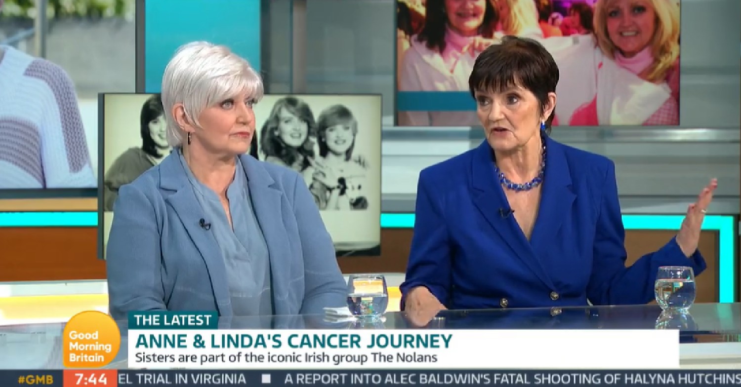 Linda Nolan and sister Anne during interview on GMB April 21, 2022