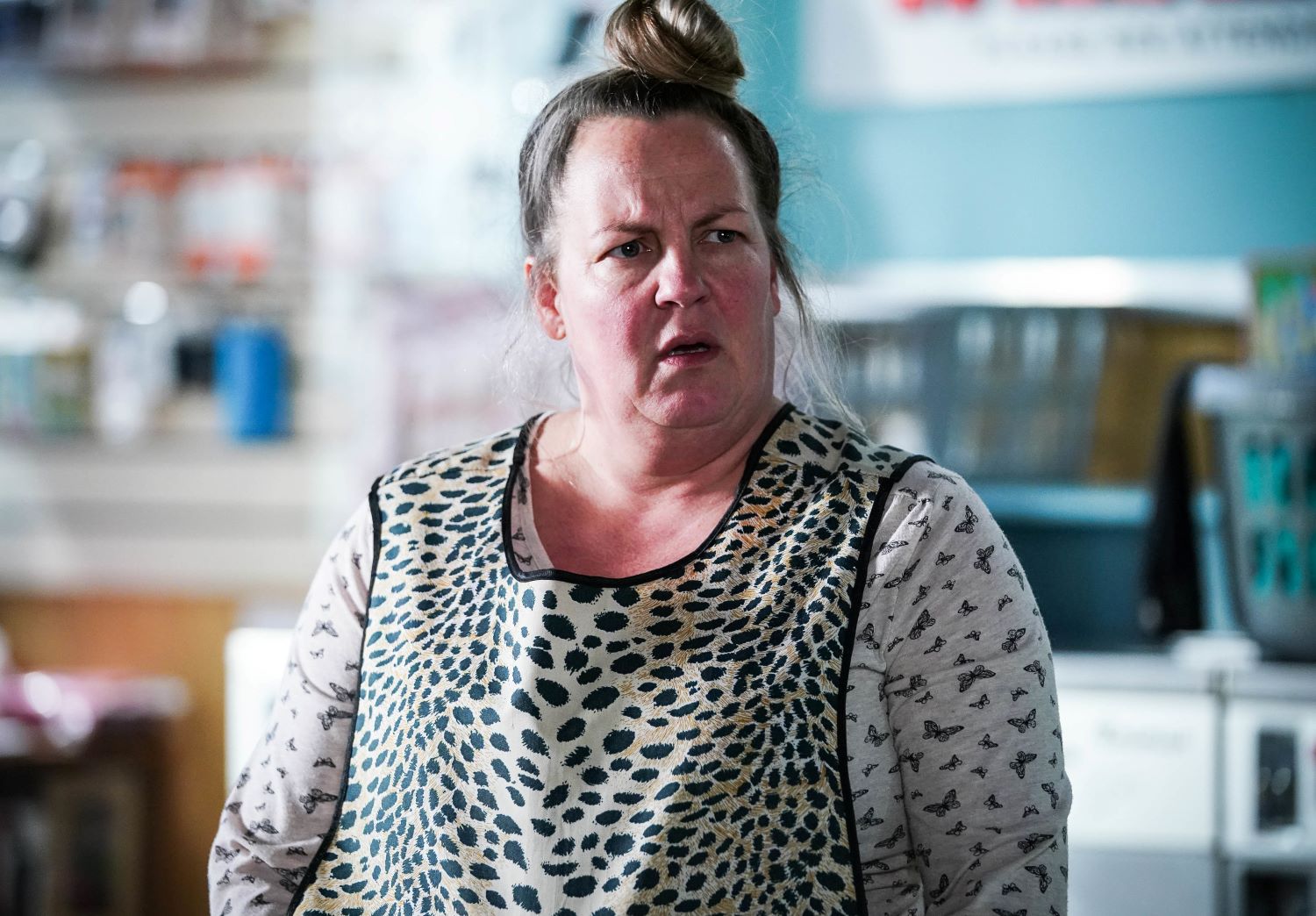 Karen Taylor looks confused and annoyed