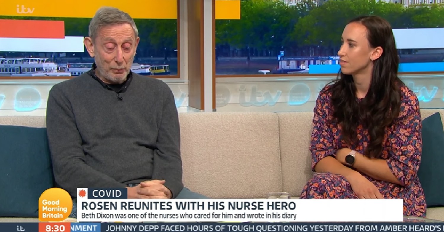 Michael Rosen and NHS nurse Beth on GMB today April 22, 2022