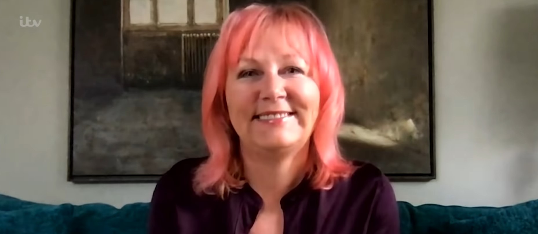 Sue Cleaver with pink hair smiles on Lorraine