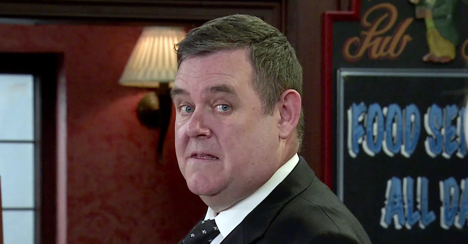 George looking nervous in Corrie