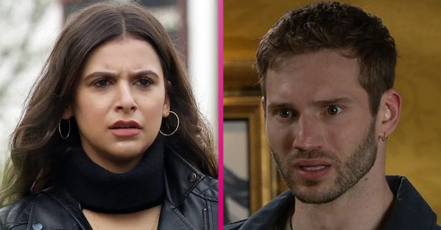 Meena looking angry in Emmerdale