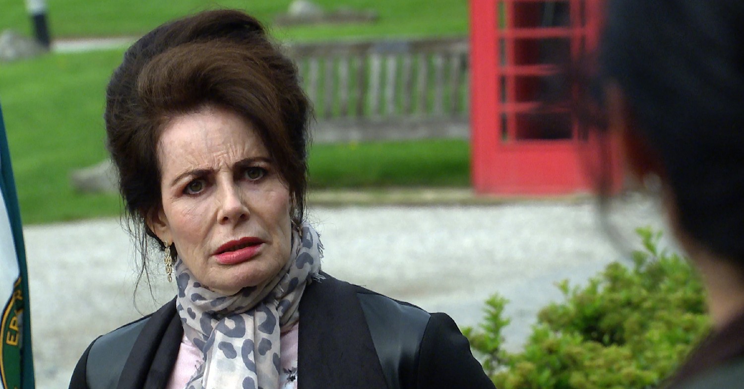 Faith Dingle looking horrified in Emmerdale
