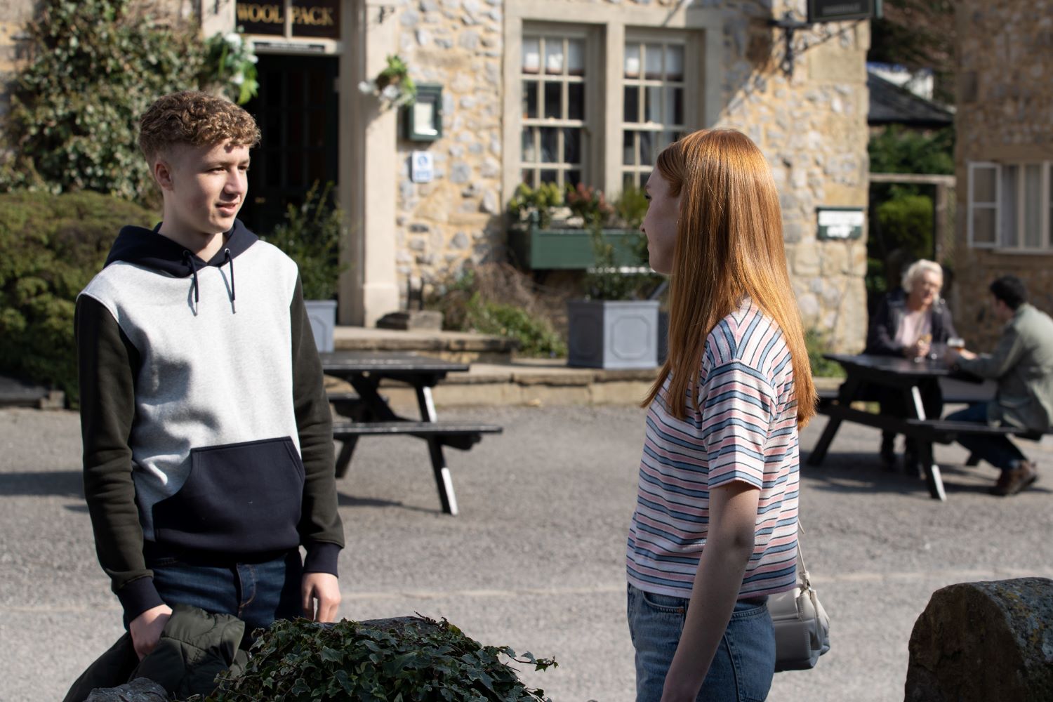 Emmerdale Noah smiles as Chloe softens towards him in the village