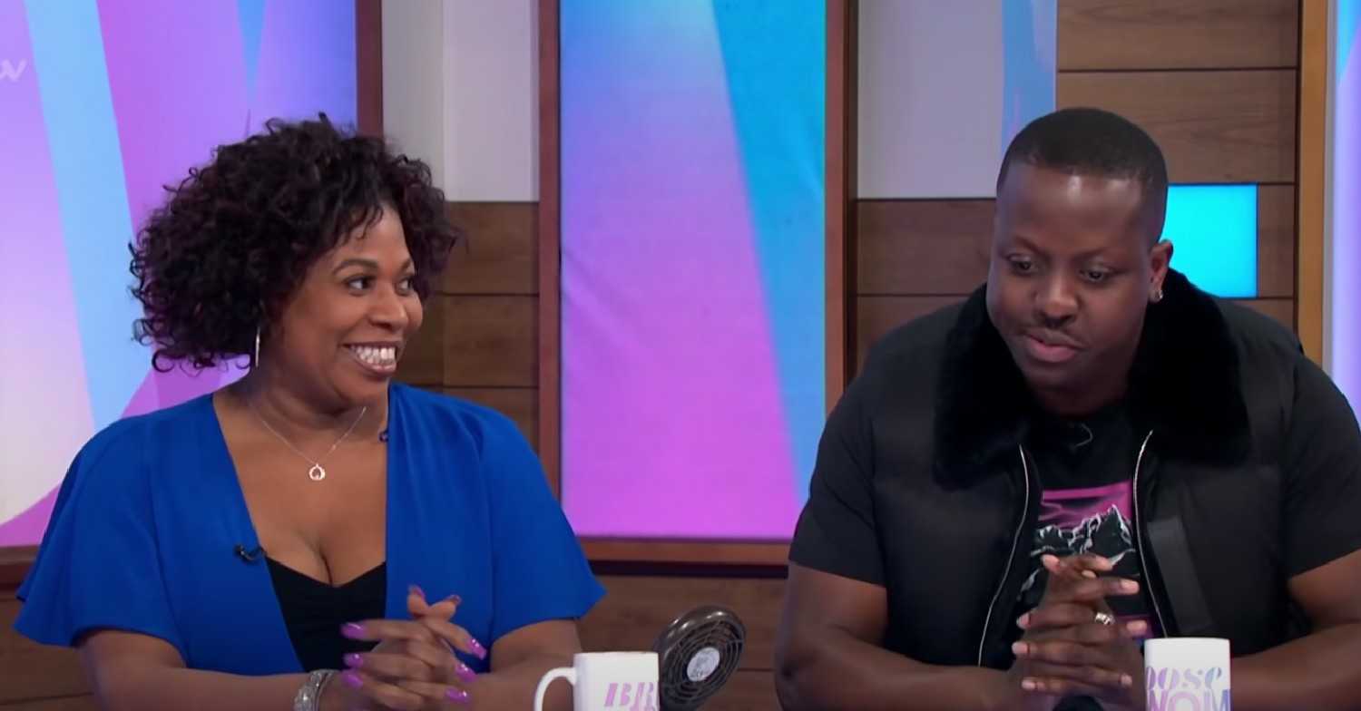 Brenda and son Jamal on Loose Women smiling 
