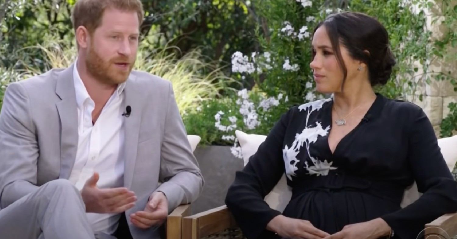 Meghan Markle and Harry outside during Oprah interview