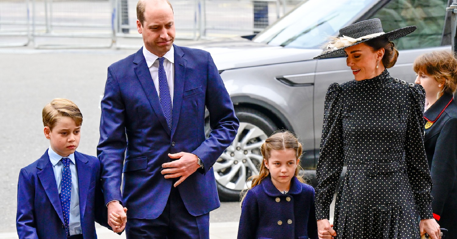 Prince William and Kate with Prince George and Princess Charlotte in smart wear