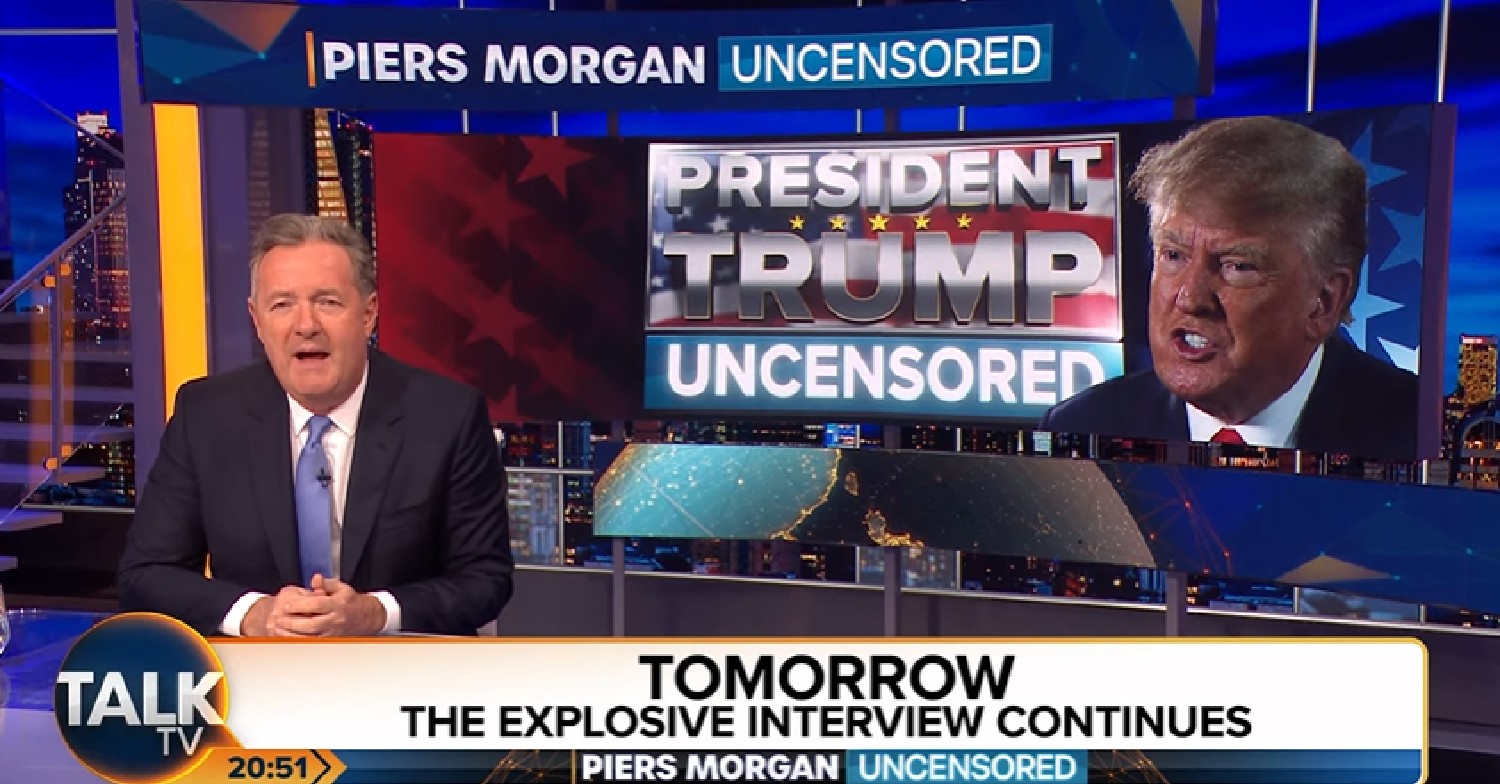 Piers Morgan talks to camera on TalkTV show, Piers Morgan Uncensored April 25, 2022