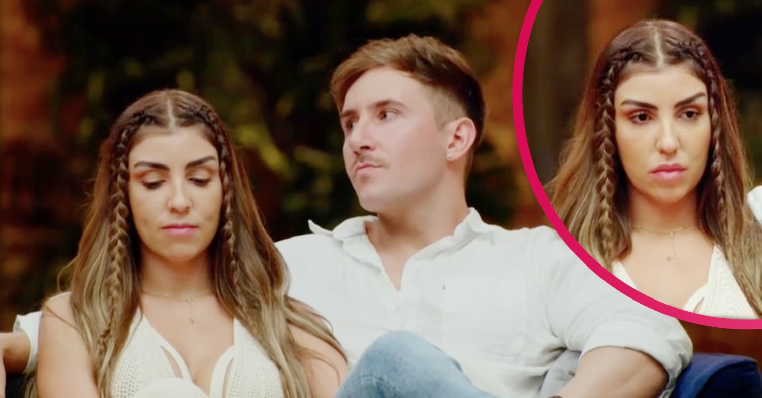 Carolina and Daniel frowning on Married At First Sight Australia