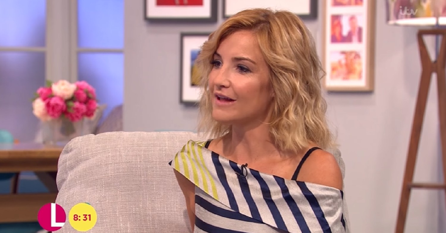Helen Skelton in stripy top during Lorraine interview 