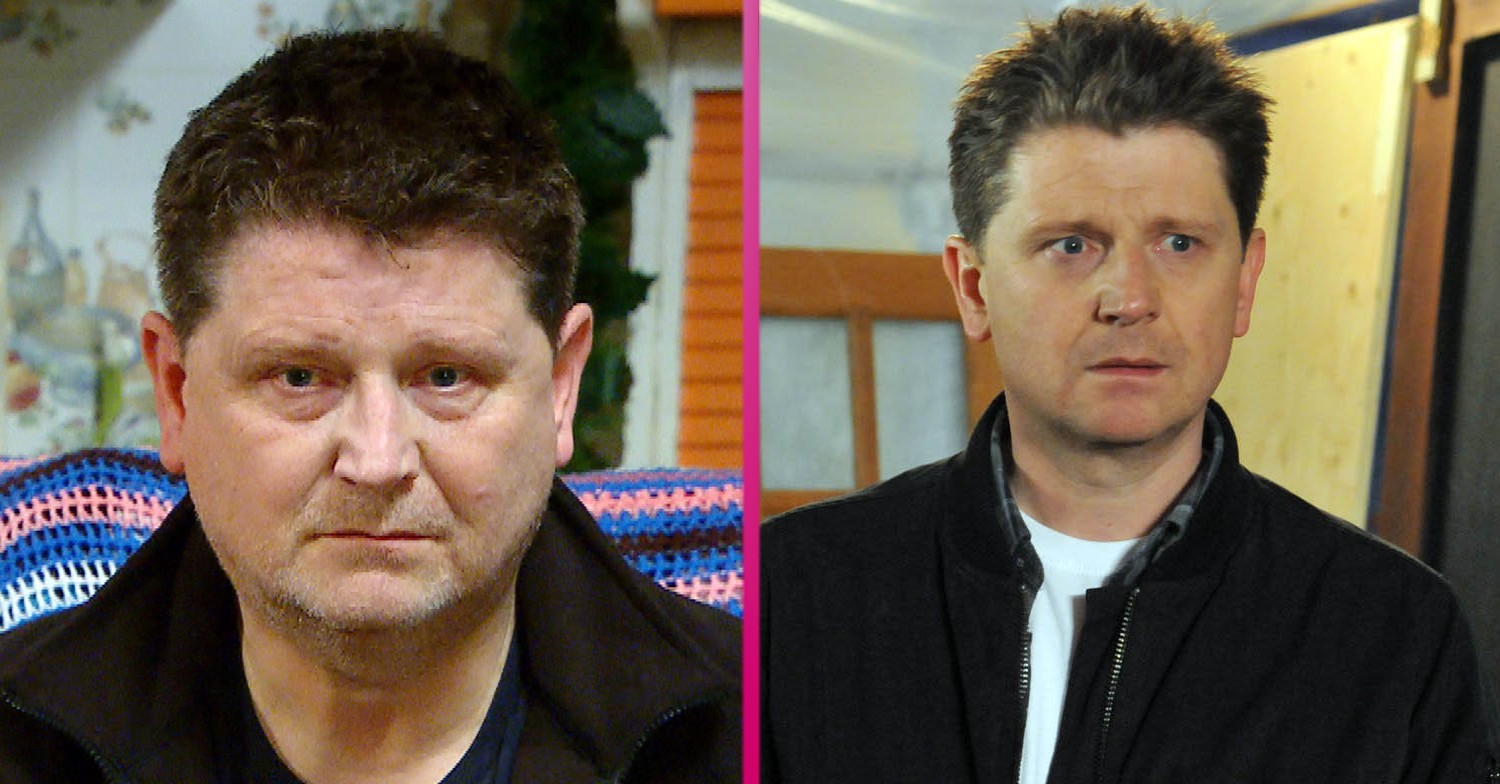 Paul looking concerned in Emmerdale and Joe looking worried in Coronation Street