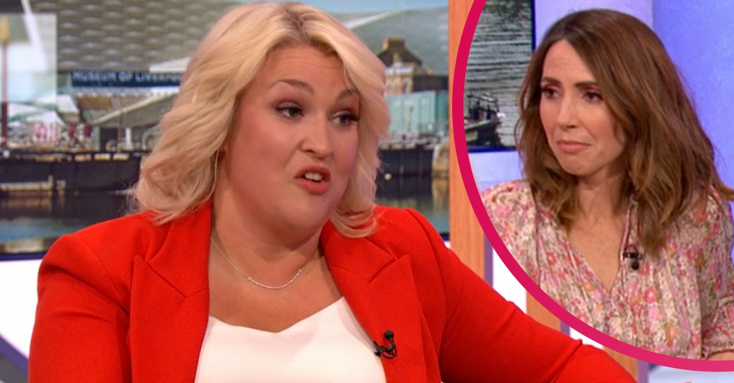 Sara Davies in red blazer and Alex Jones emotional on The One Show April 27, 2022