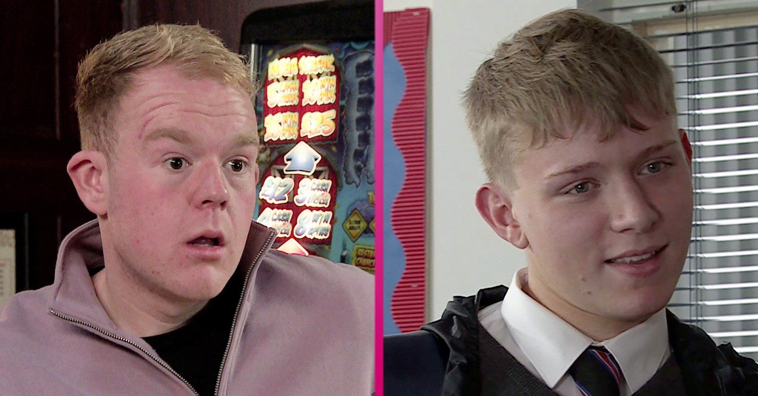 Craig looking worried and Max smirking in Coronation Street