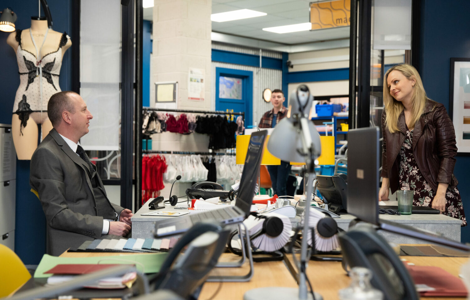 Coronation Street Jacob and Kirk work out a deal in the office at Underworld
