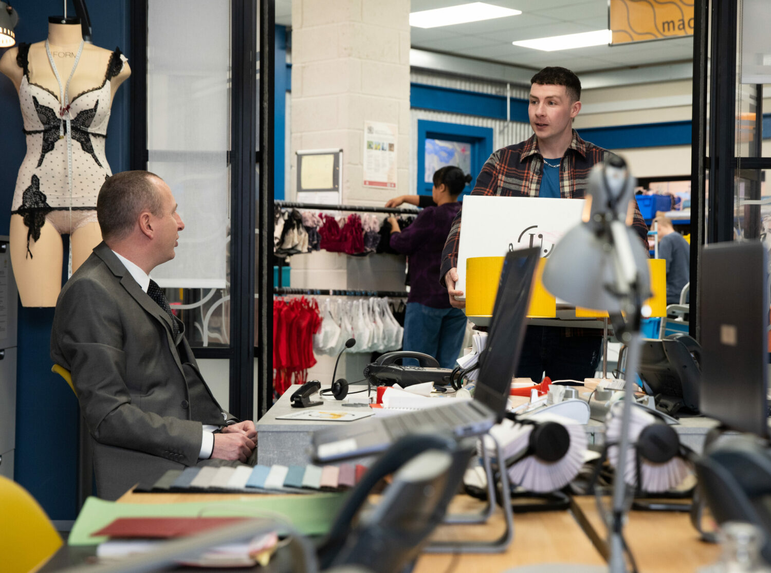 Coronation Street Jacob and Kirk work out a deal in the office at Underworld