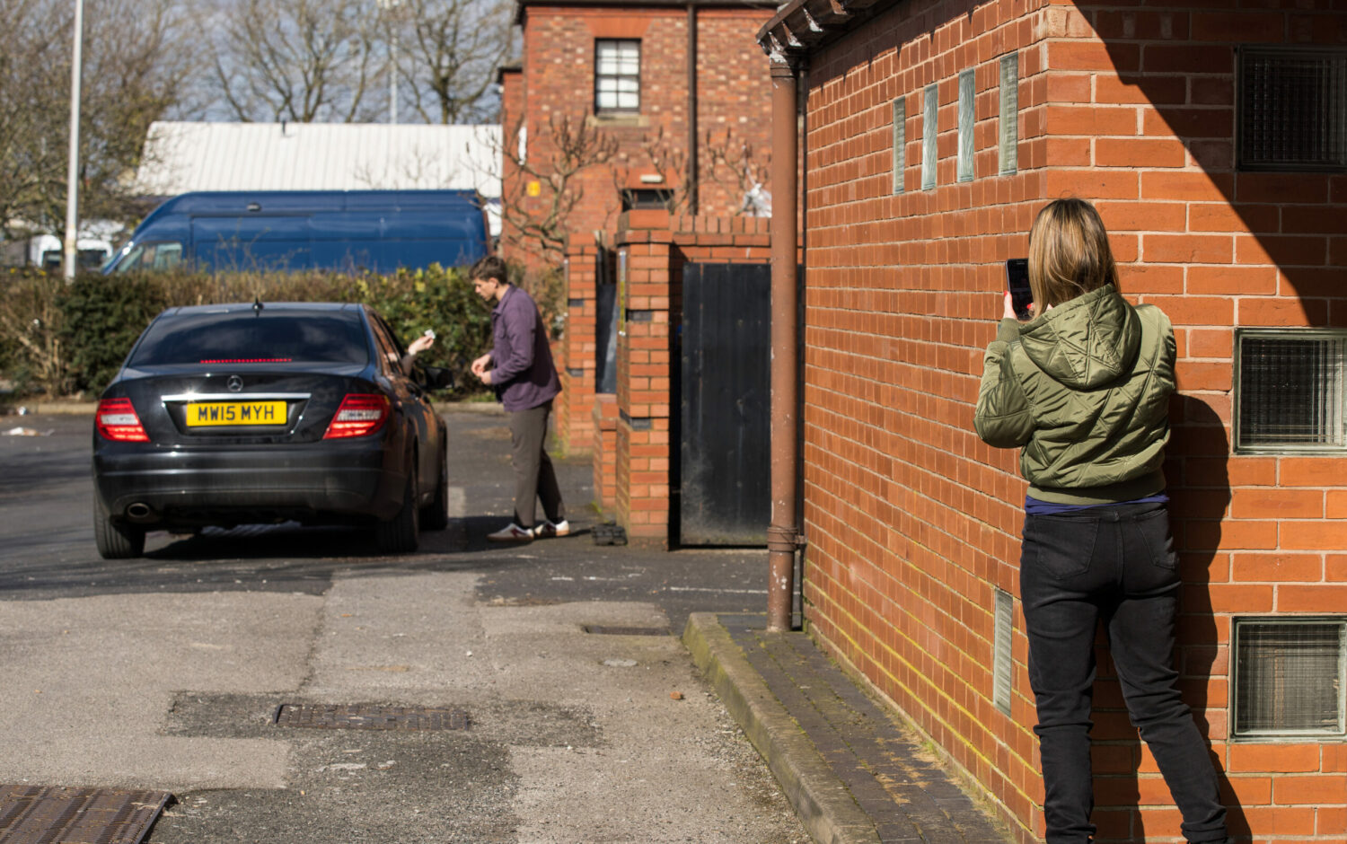 Sneaky Abi Webster takes a picture of Ben doing a drug deal on her phone
