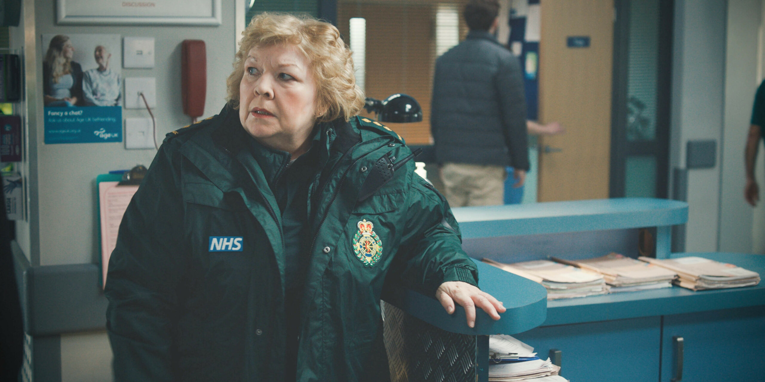 Ambulance lady Jan Jening from Casualty in her uniform