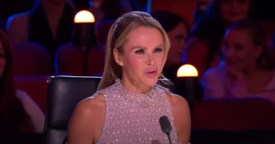 Amanda Holden with her hair up judging on BGT