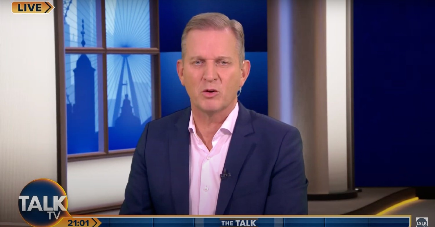 Jeremy Kyle speaking in suit on TalkTV