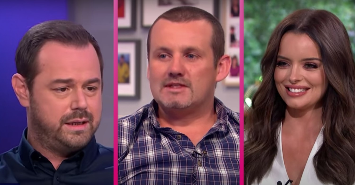 Danny Dyer, Ryan Moloney and Maura Higgins smiling