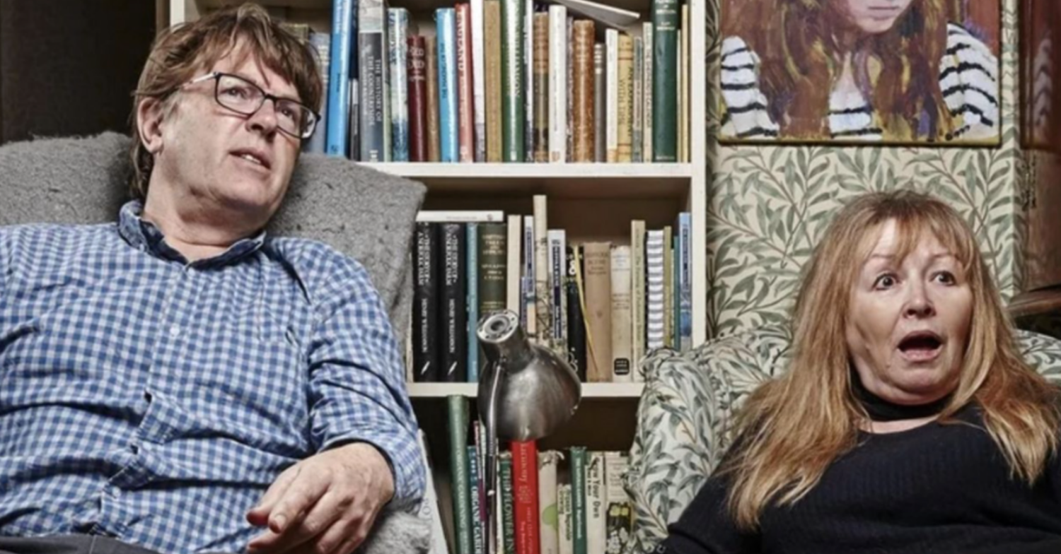 Giles Wood looks confused while Mary looks shocked 