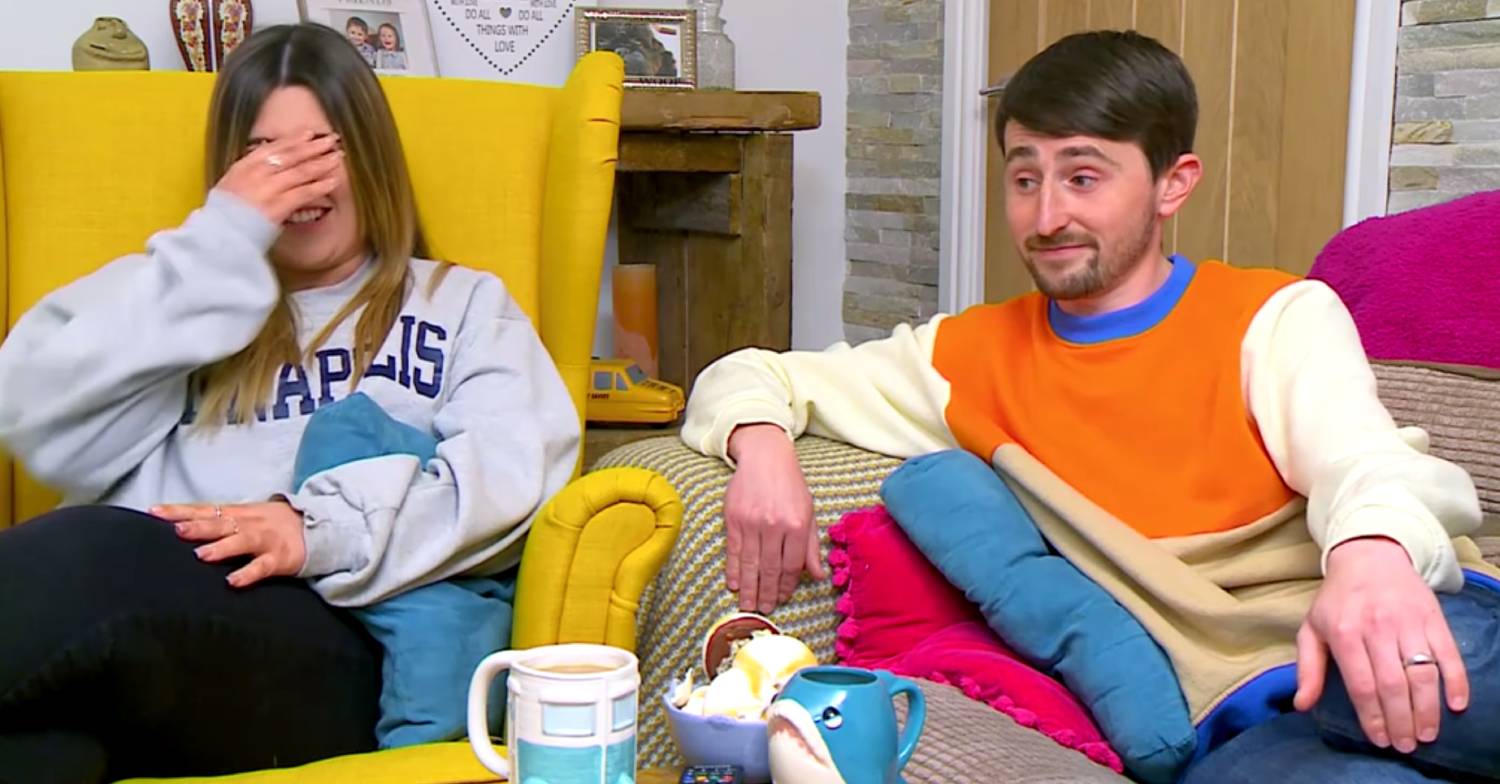 Sophie Sandiford raises her hand to her eyes as she discusses her boyfriend on Gogglebox