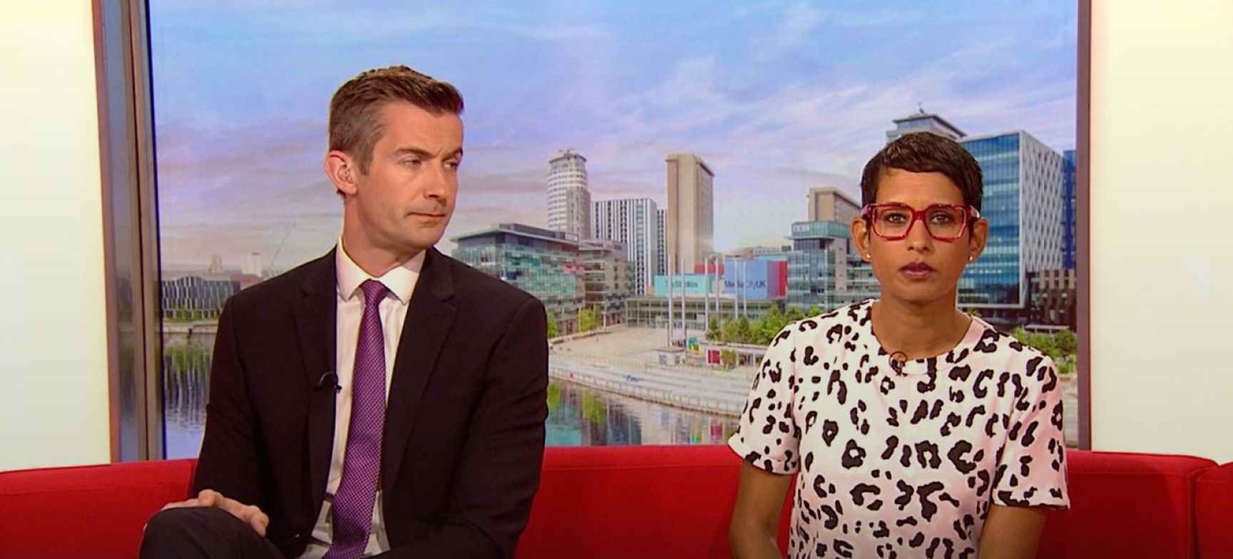 Ben Thompson watches Naga Munchetty as she hosts BBC Breakfast