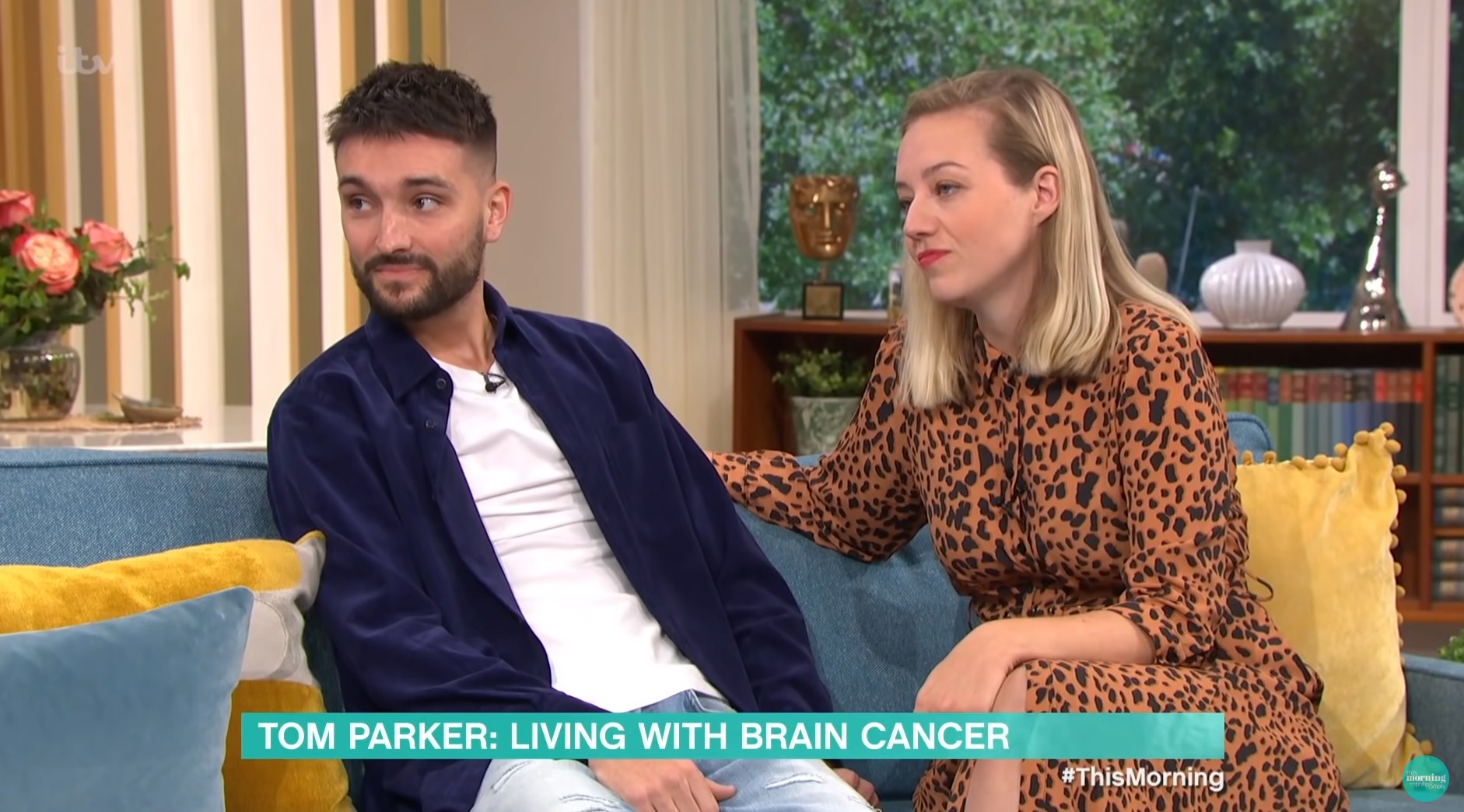 Tom Parker and wife Kelsey talk on the This Mornign sofa about his brain tumour