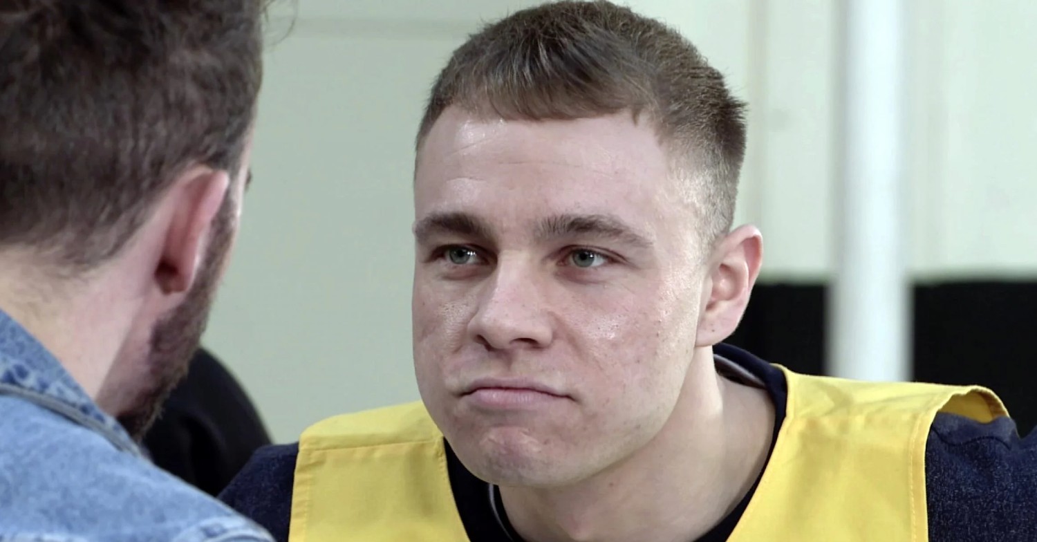 Clayton Hibbs snarling in prison in Coronation Street (Credit: ITV)