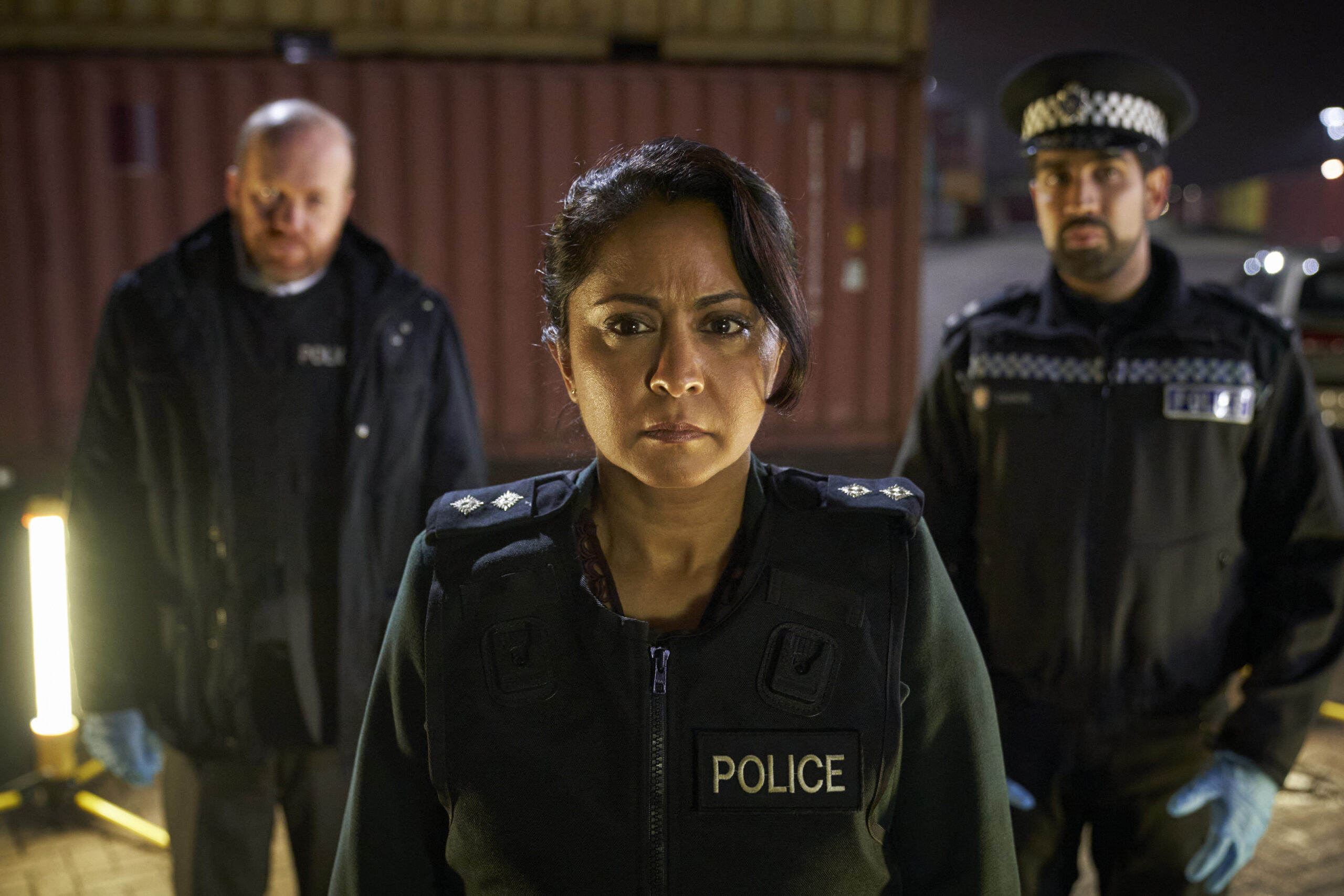 Parminder Nagra in DI Ray with two male colleages