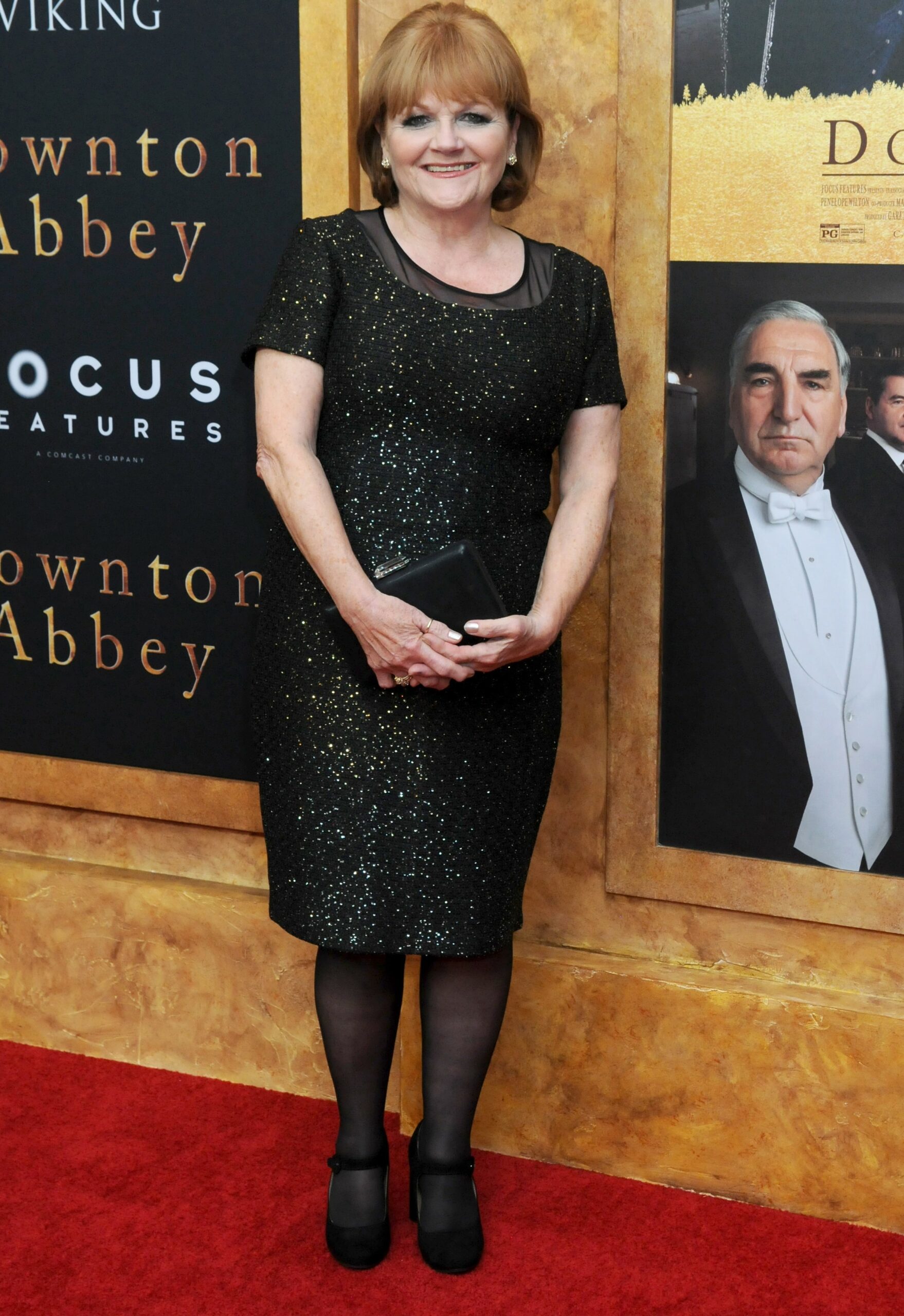 Lesley Nicol in black dress at Downton Abbey premiere