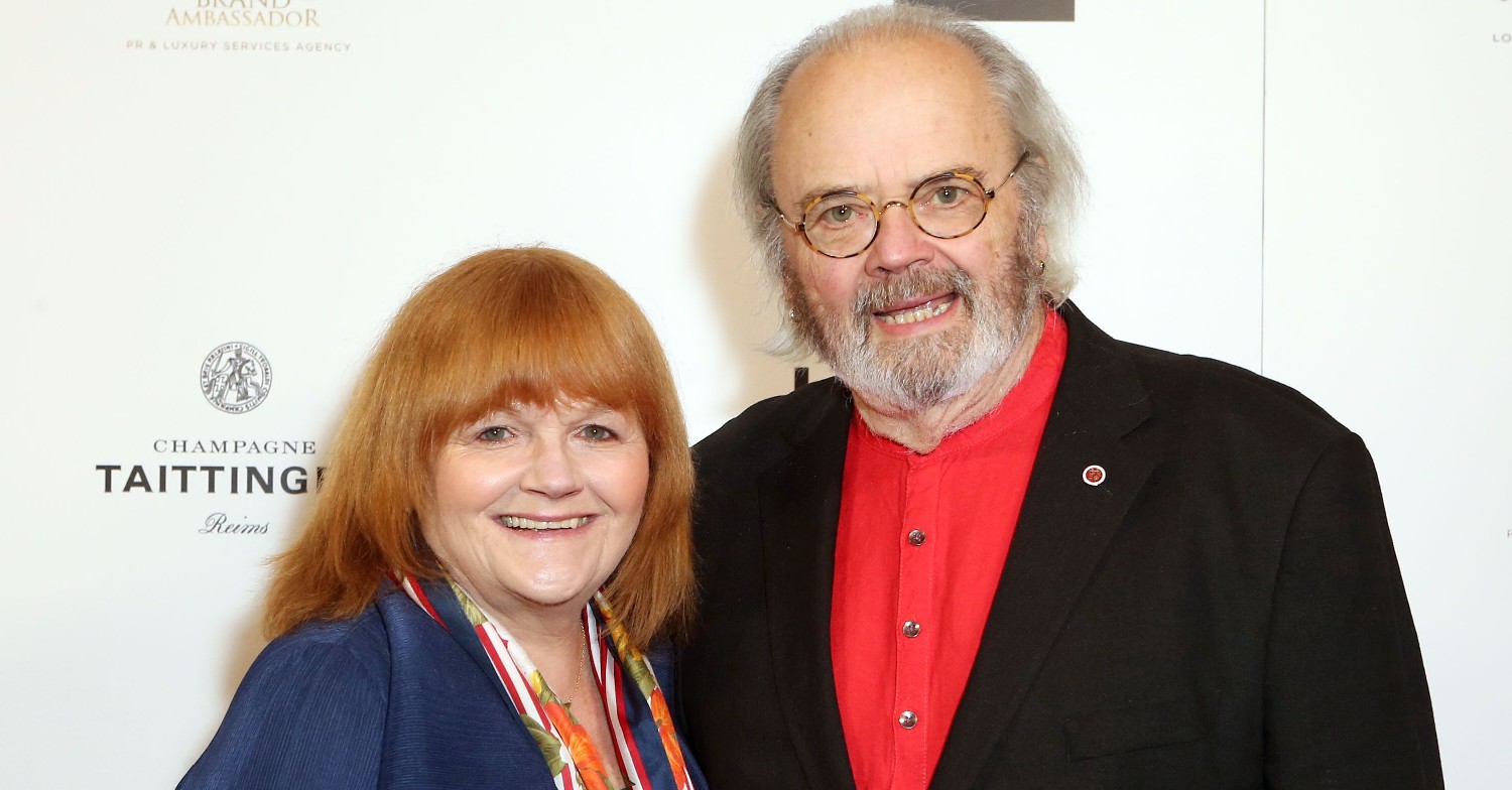Lesley Nicol and her husband smiling at event