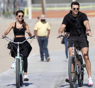 Mark Wright and Michelle Keegan ride bikes in LA