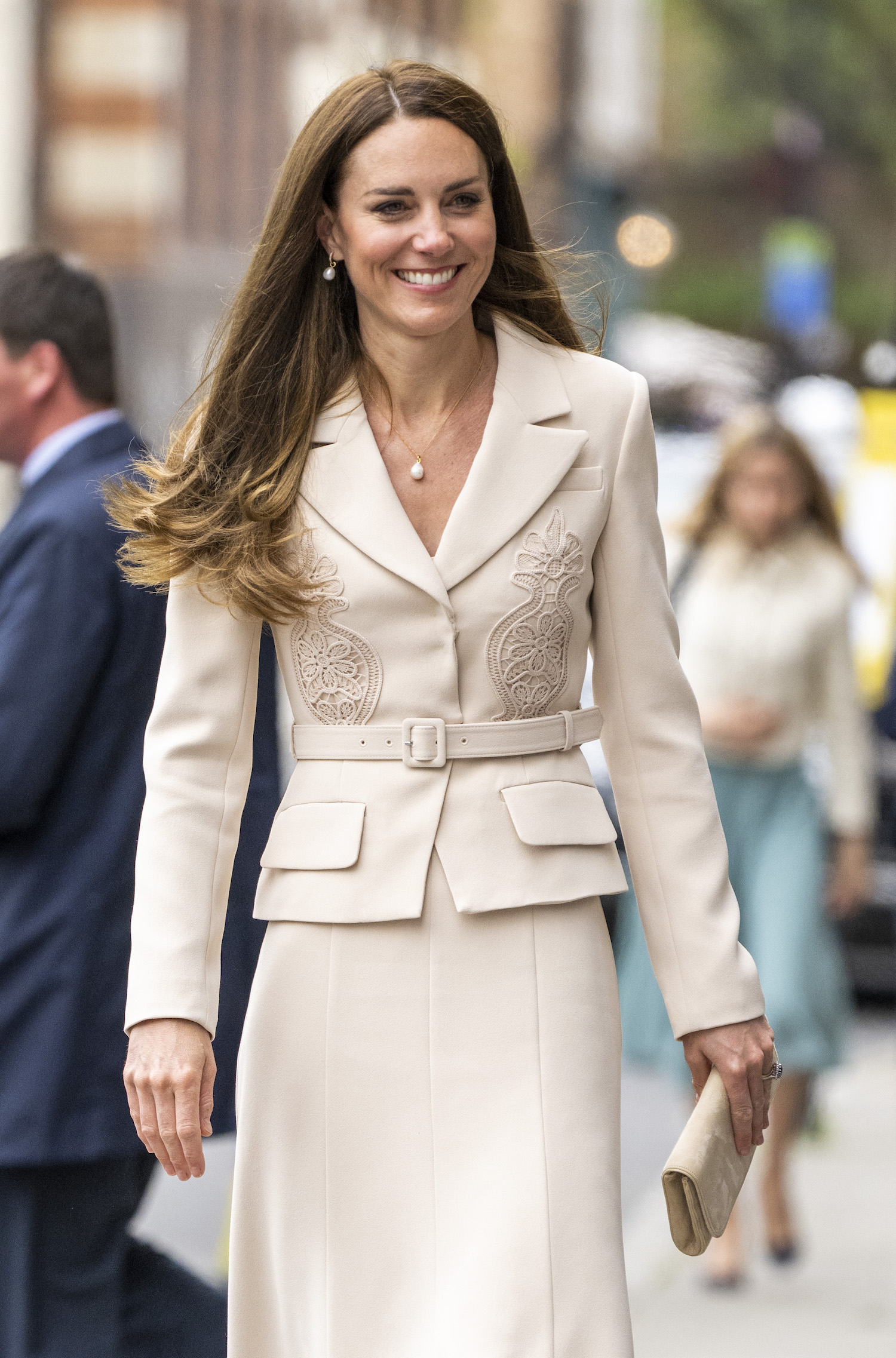 Kate Middleton wears a cream suit