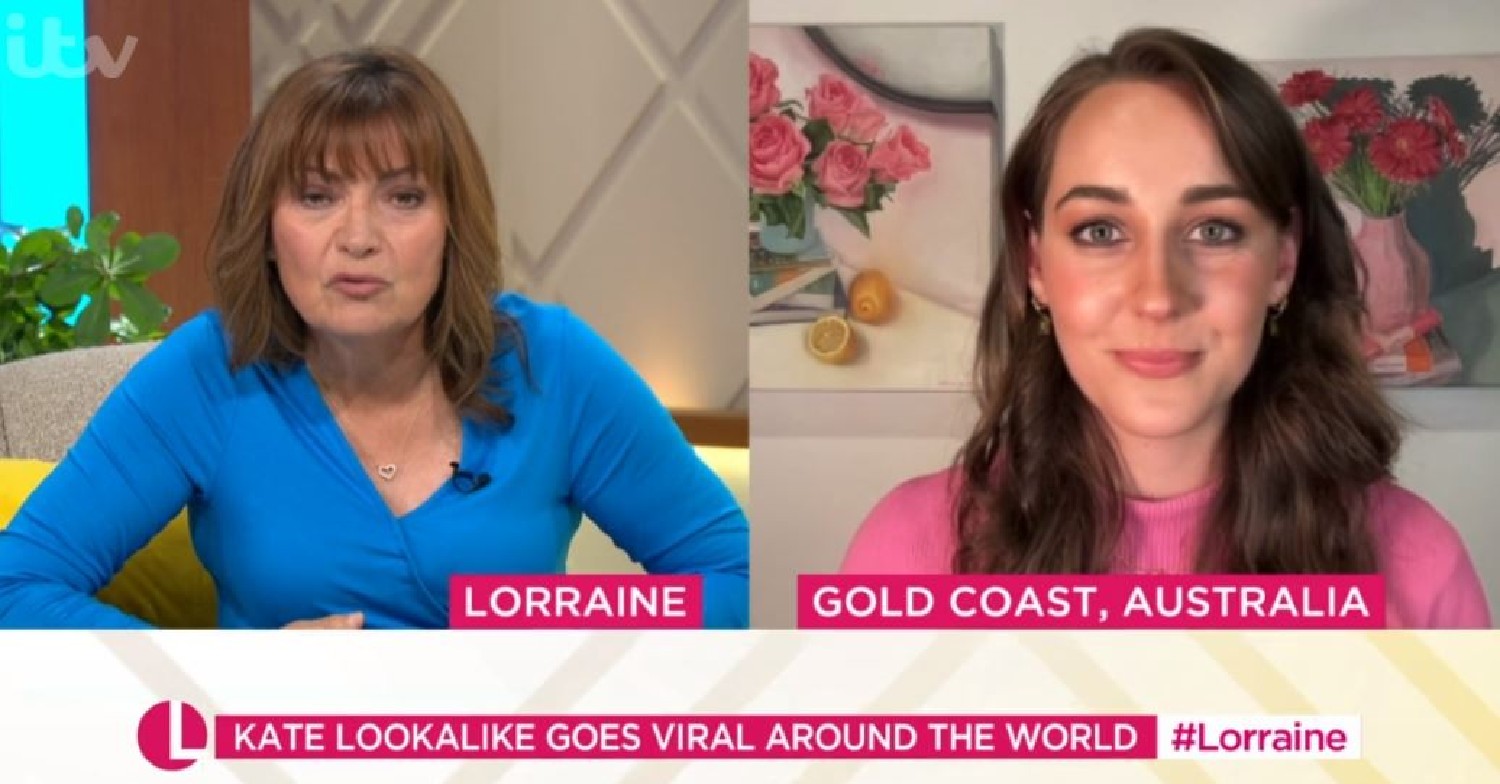 Kate Middleton lookalike on Lorraine talking to Lorraine Kelly