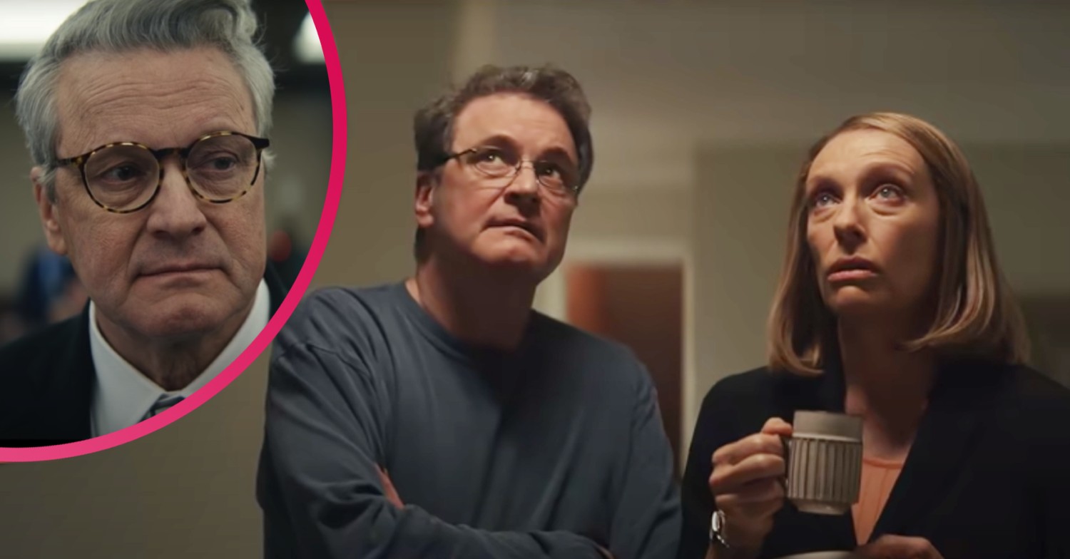 Colin Firth and Toni Collette frowning in Sky Atlantic drama The Staircase