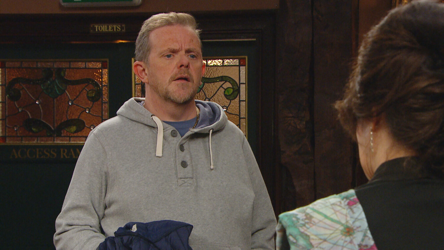 Dan Spencer looks confused as Faith Dingle apologises to him