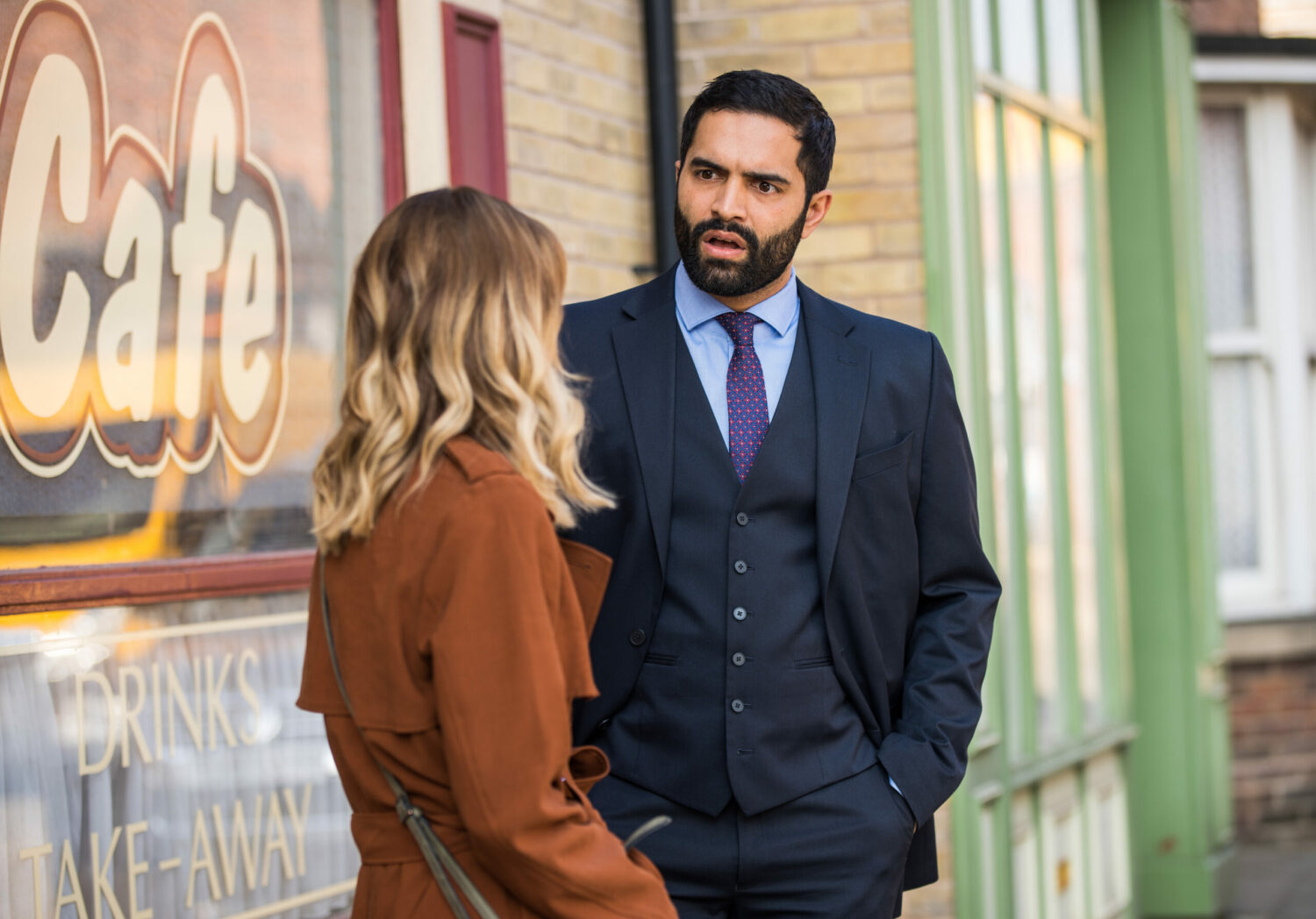 Corrie Imran is perplexed as he talks to Toyah